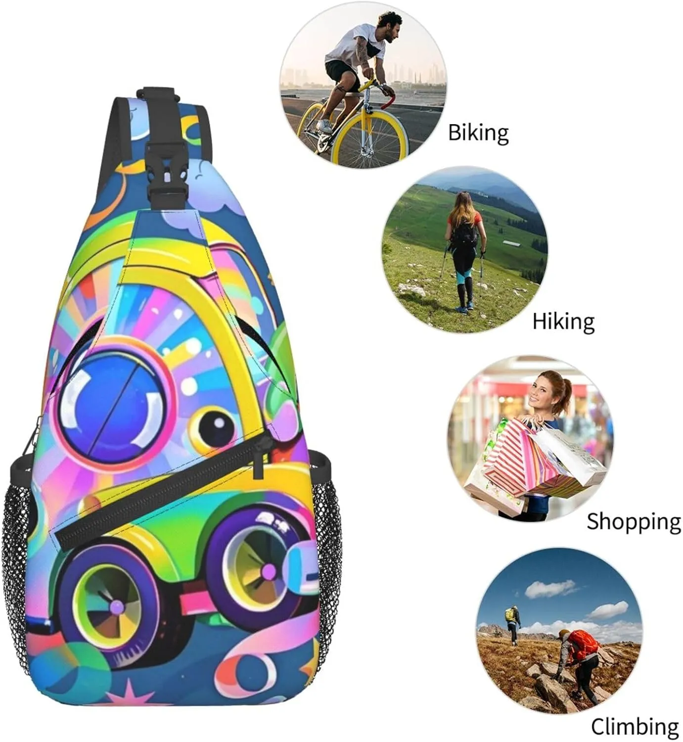 Hibiscus Flower Tropical Crossbody Bags Cross Chest Bag Adjustable Sling Backpack for Women Men