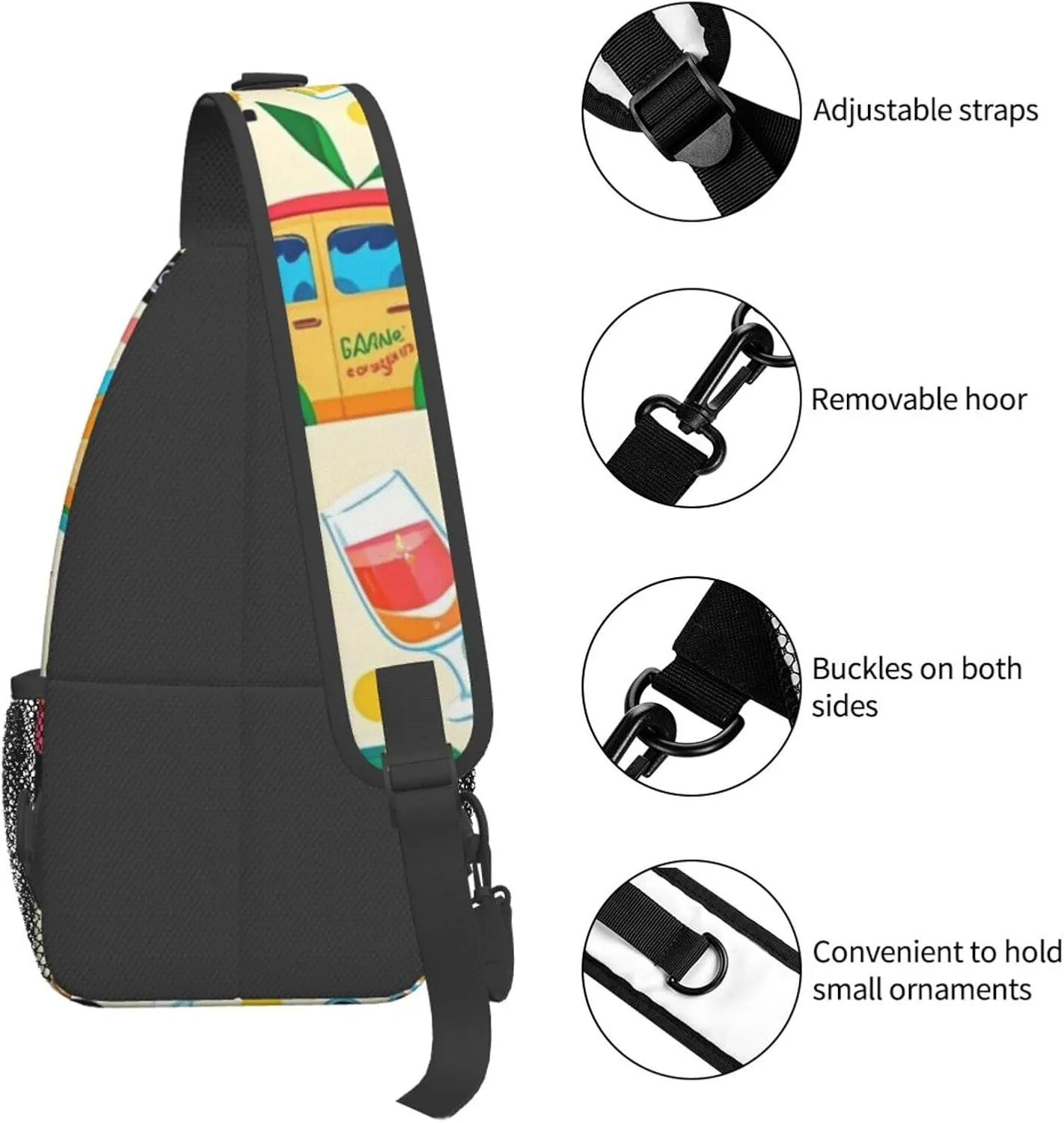 Hibiscus Flower Tropical Crossbody Bags Cross Chest Bag Adjustable Sling Backpack for Women Men
