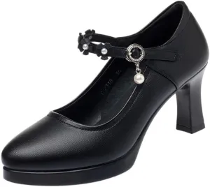 High Heels for Women Women's high Heels Work Shoes Waterproof Platform Comfortable Thick Heels Buckle Women