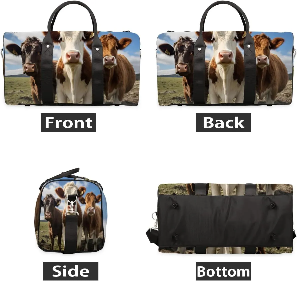 Highland Cattle Cow Travel Duffel Bag for Women Men Waterproof Foldable Overnight Weekender Bag Large Capacity Sports Gym Bag