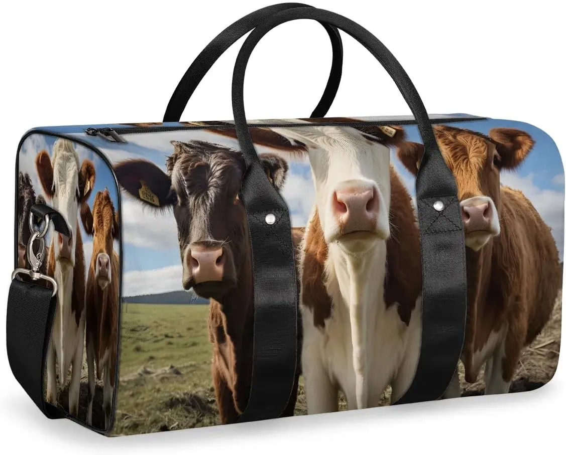 Highland Cattle Cow Travel Duffel Bag for Women Men Waterproof Foldable Overnight Weekender Bag Large Capacity Sports Gym Bag