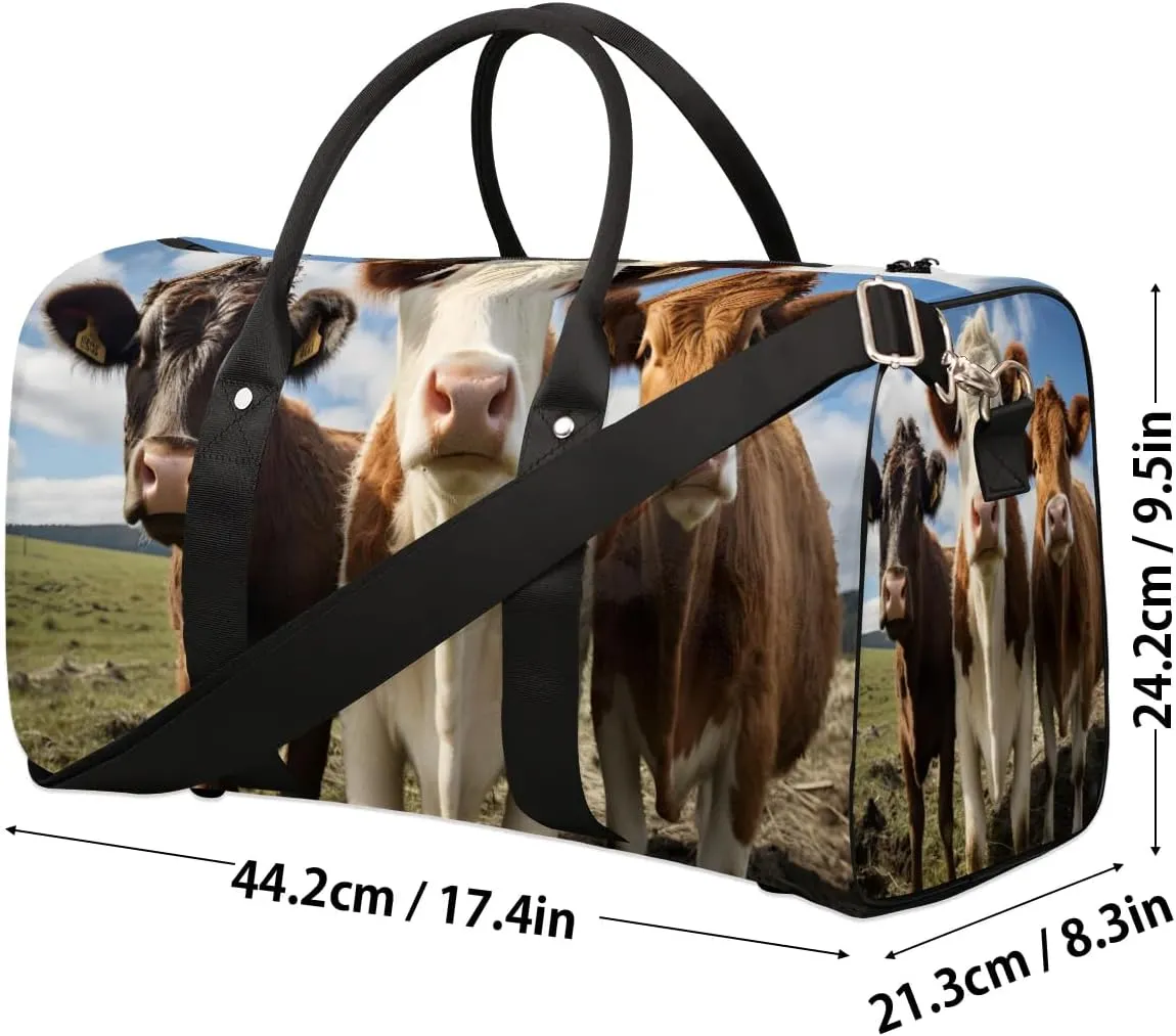 Highland Cattle Cow Travel Duffel Bag for Women Men Waterproof Foldable Overnight Weekender Bag Large Capacity Sports Gym Bag