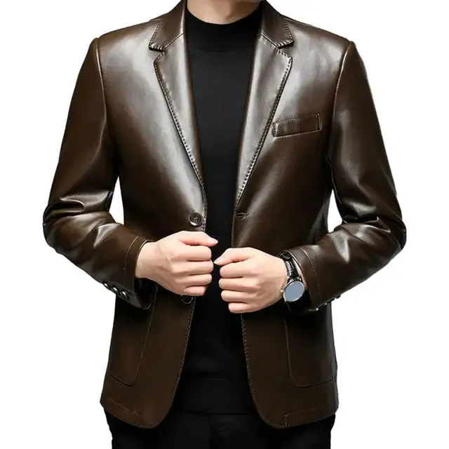 HighQuality Mens Stylish Fake Leather Business Jacket