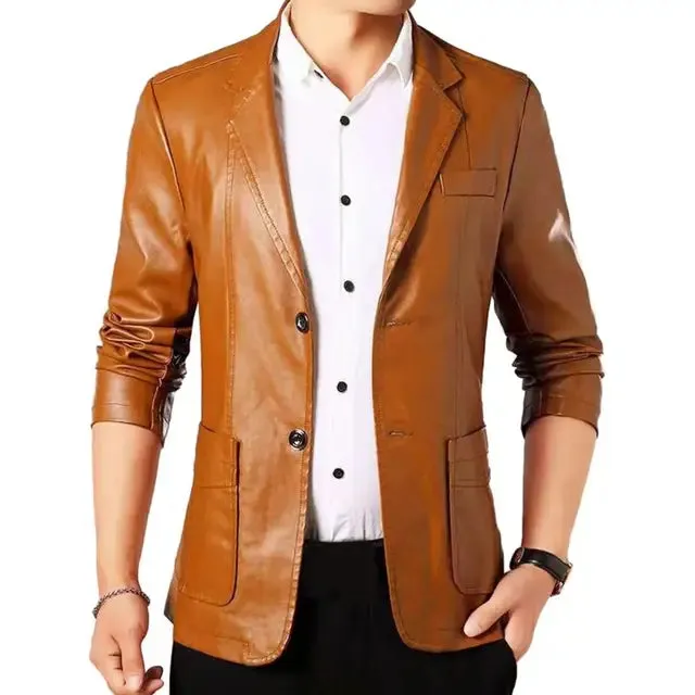 HighQuality Mens Stylish Fake Leather Business Jacket