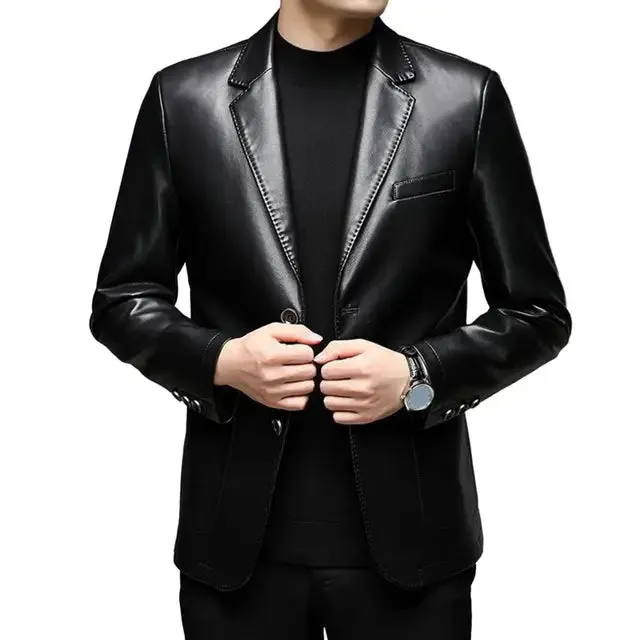HighQuality Mens Stylish Fake Leather Business Jacket