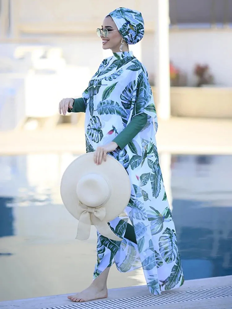 Hijab Compliance-certified Sophisticated Swimsuit Swimwear Sleeve Ups Hijabs Woman Long Muslim Women Cover Swimming For Suit Modest 3/4PCS Islamic Burkini