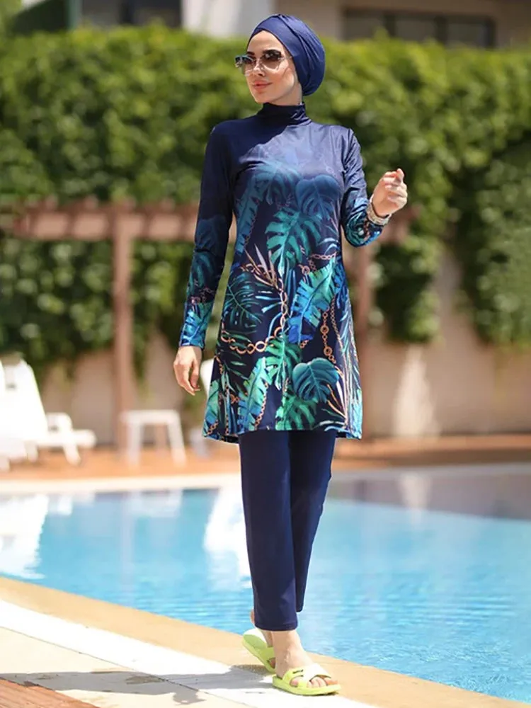 Hijab Compliance-certified Sophisticated Swimsuit Swimwear Sleeve Ups Hijabs Woman Long Muslim Women Cover Swimming For Suit Modest 3/4PCS Islamic Burkini