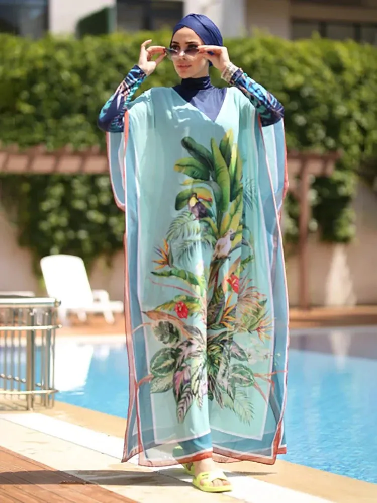 Hijab Compliance-certified Sophisticated Swimsuit Swimwear Sleeve Ups Hijabs Woman Long Muslim Women Cover Swimming For Suit Modest 3/4PCS Islamic Burkini