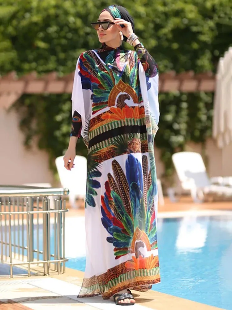Hijab Compliance-certified Sophisticated Swimsuit Swimwear Sleeve Ups Hijabs Woman Long Muslim Women Cover Swimming For Suit Modest 3/4PCS Islamic Burkini