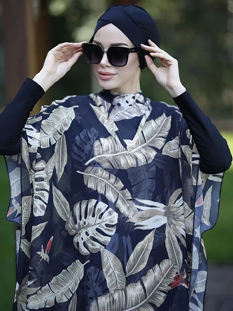 Hijab Compliance-certified Sophisticated Swimsuit Swimwear Sleeve Ups Hijabs Woman Long Muslim Women Cover Swimming For Suit Modest 3/4PCS Islamic Burkini