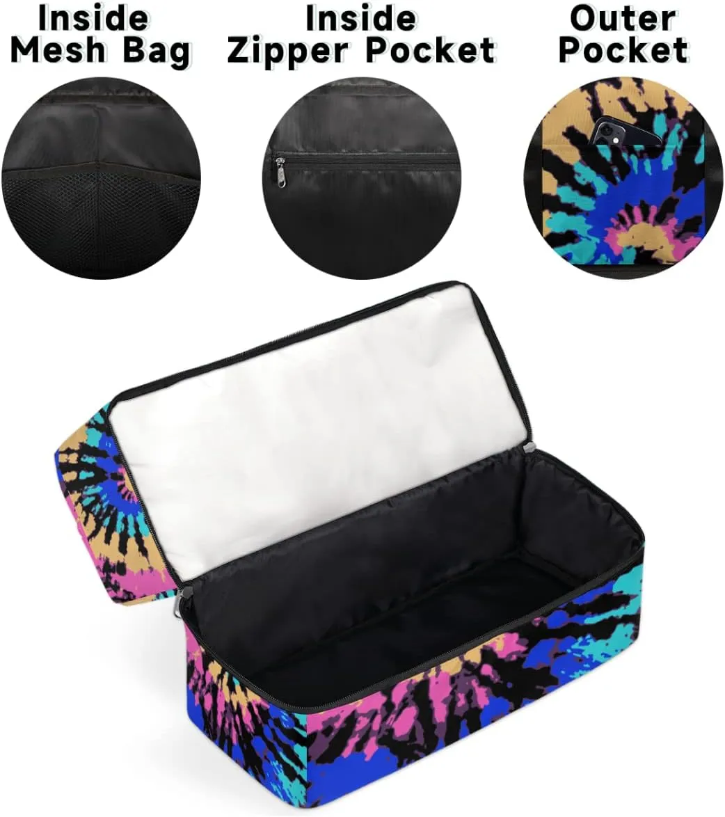 Hippie Rainbow Psychedelic Tie Dye Swirl Travel Duffel Bag Sports Tote Gym Bag, Double layer Large Waterproof Overnight Shoulder Weekender Bag for Women Men…