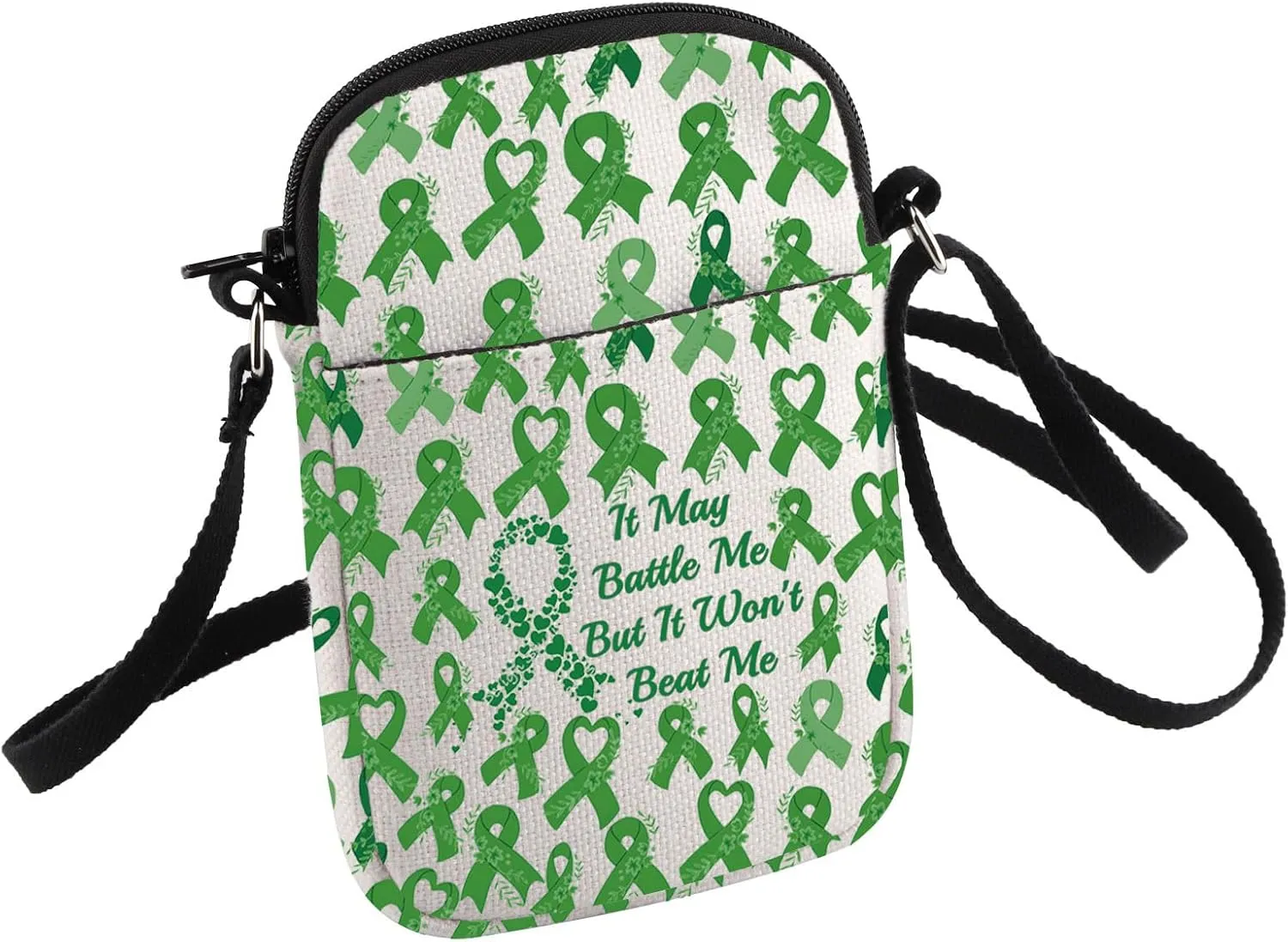 HOLLP Liver Disease Awareness Crossbody Bag It May Battle Me But It Won't Beat Me Small Sling Bag Green