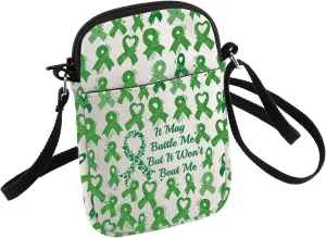 HOLLP Liver Disease Awareness Crossbody Bag It May Battle Me But It Won't Beat Me Small Sling Bag Green