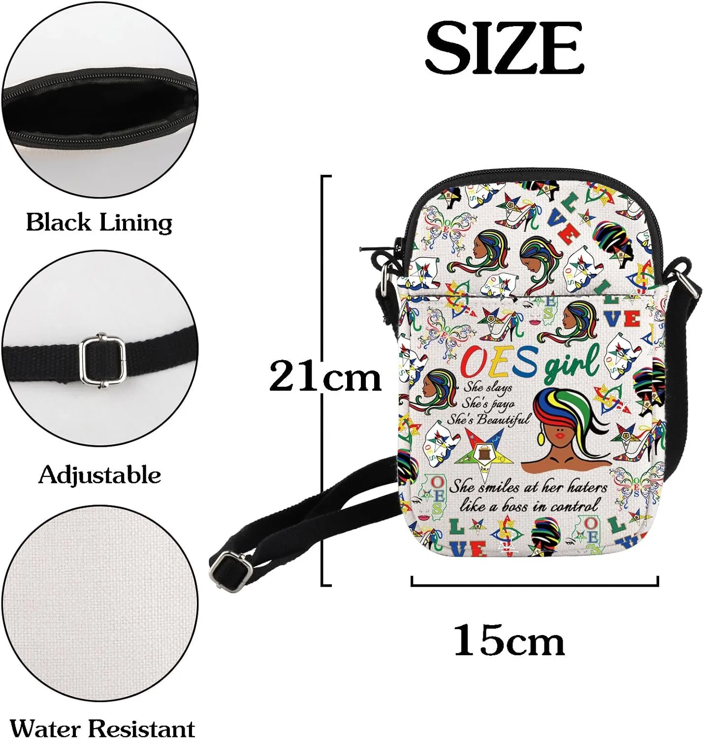 HOLLP OES Sorority Women Gift OES Crossbody Bag Destined to Shine Small Sling Bag