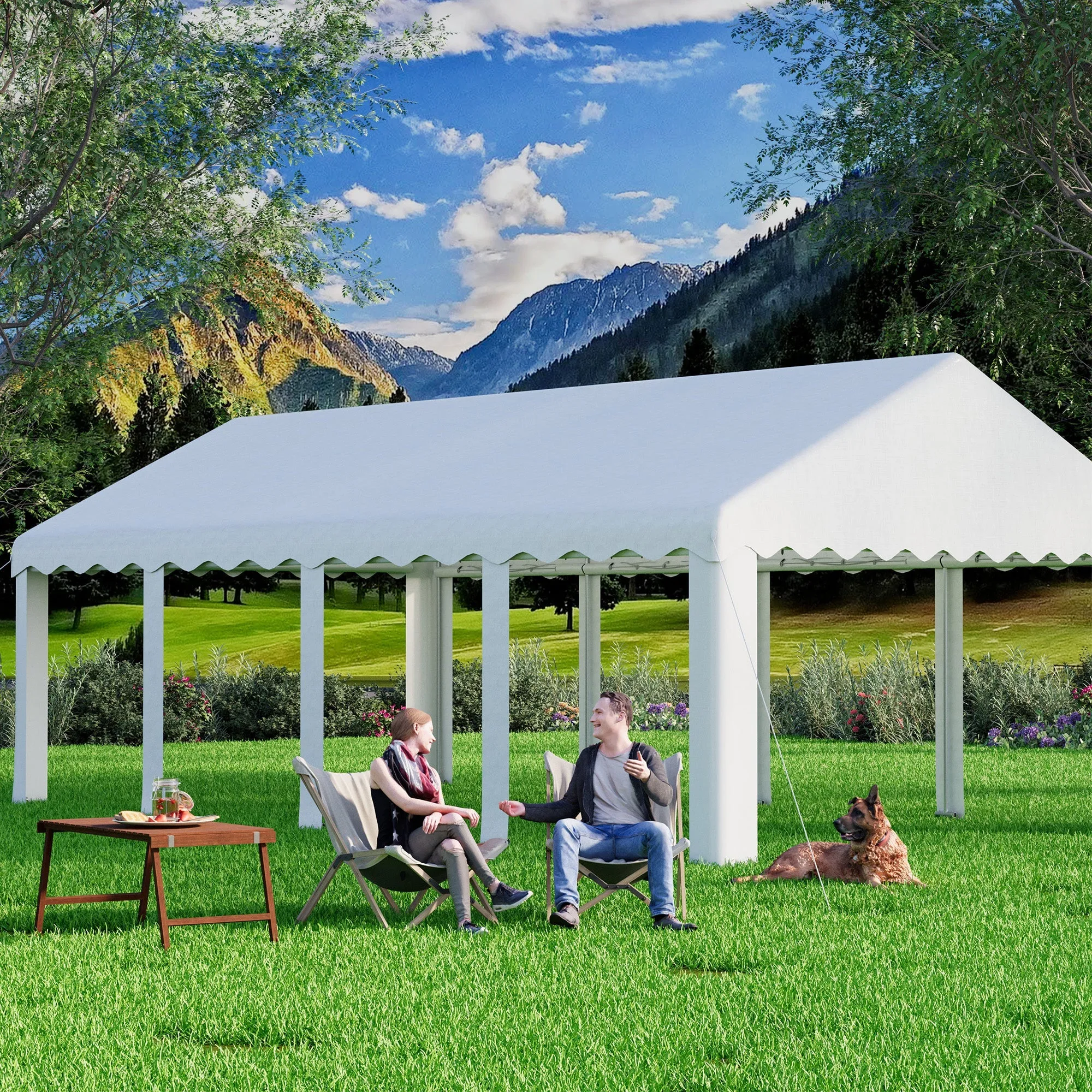 HOMREST 13x26 Ft Heavy Duty Party Tent Gazebo For Events Weddings BBQs Removable Sidewall Windows Storage Bags Included White