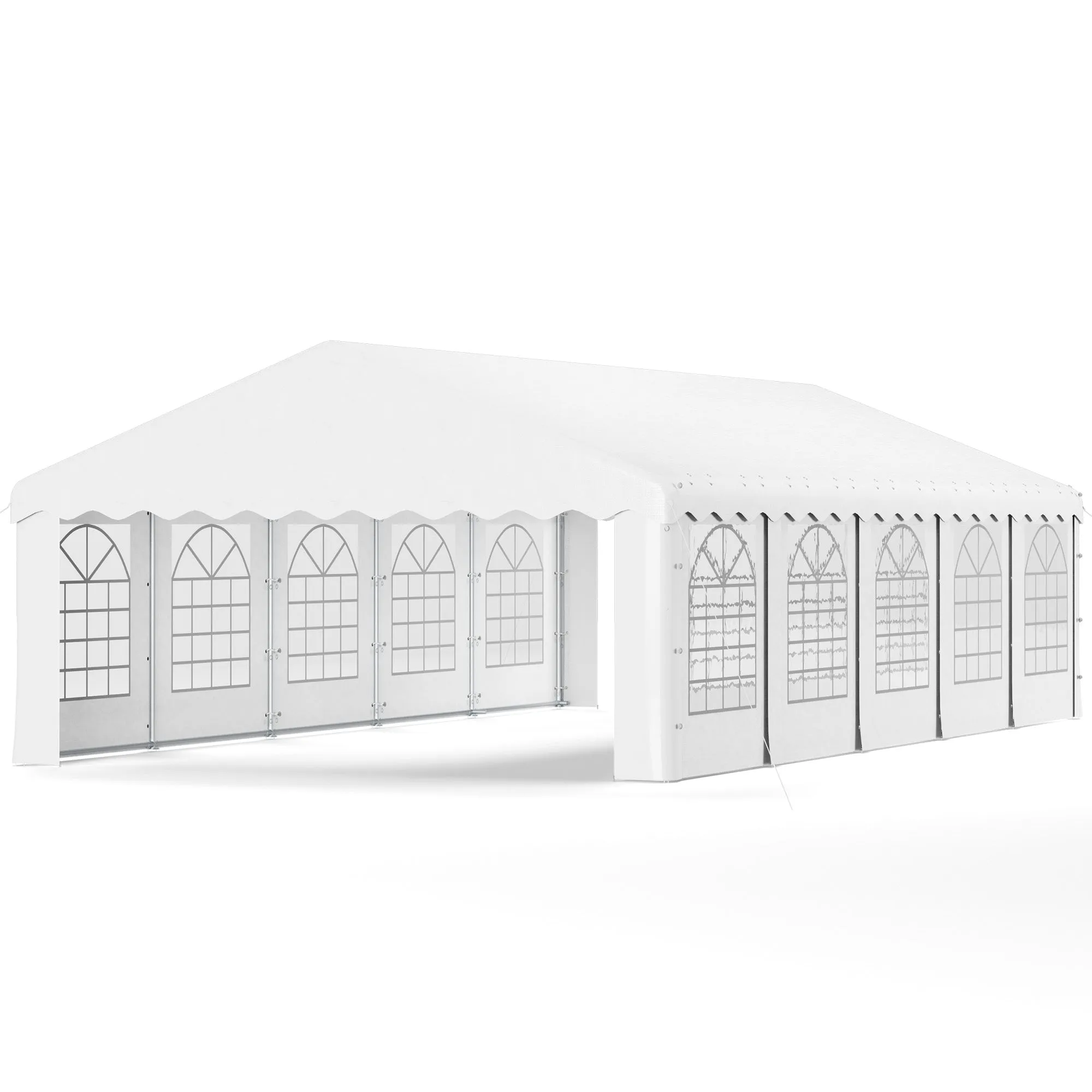 HOMREST 16x32 Ft Heavy Duty Party Tent Gazebo For Events Weddings BBQs Removable Sidewall Windows Storage Bags Included White