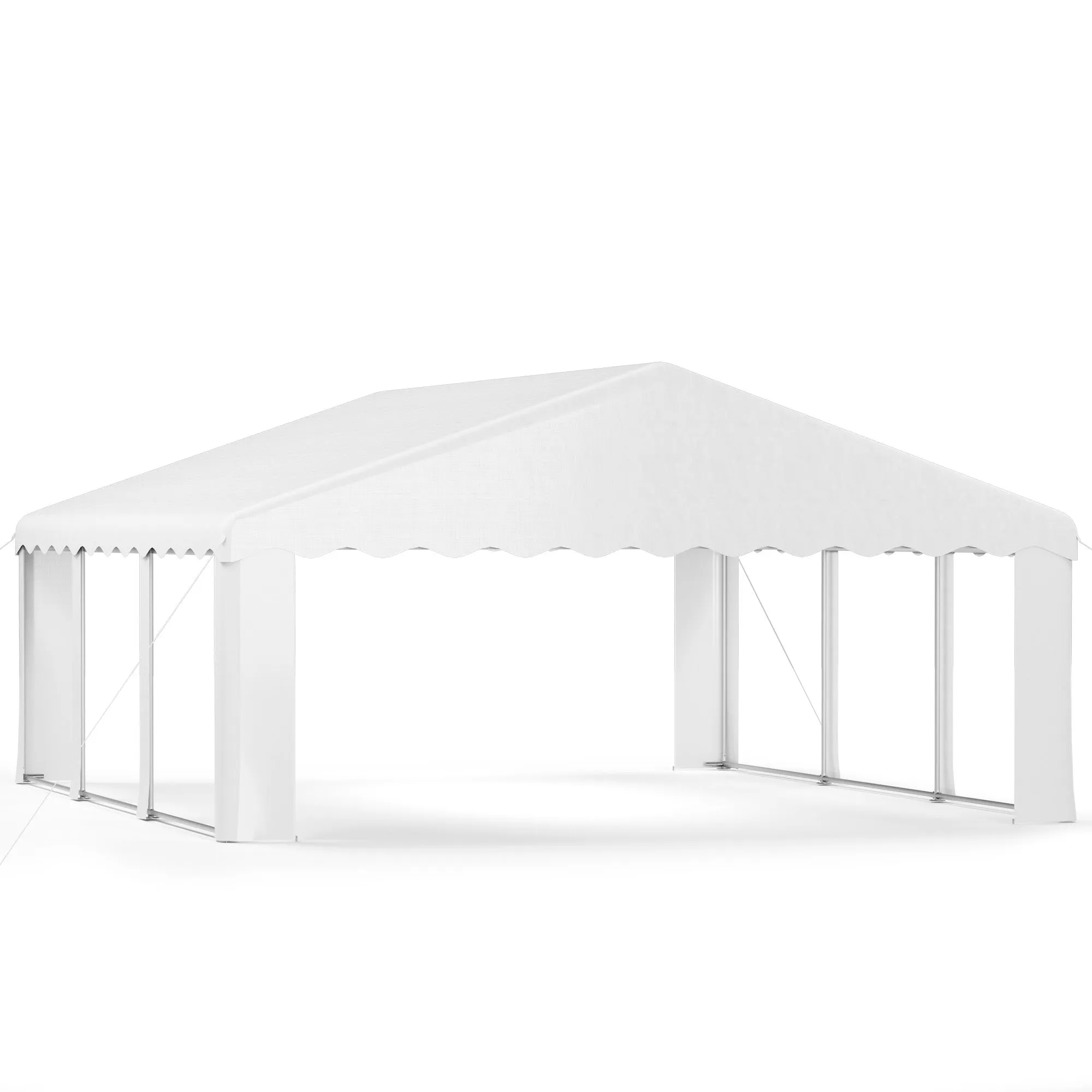 HOMREST 20x20 Ft Heavy Duty Party Tent Gazebo For Events Weddings BBQs Removable Sidewall Windows Storage Bags Included White