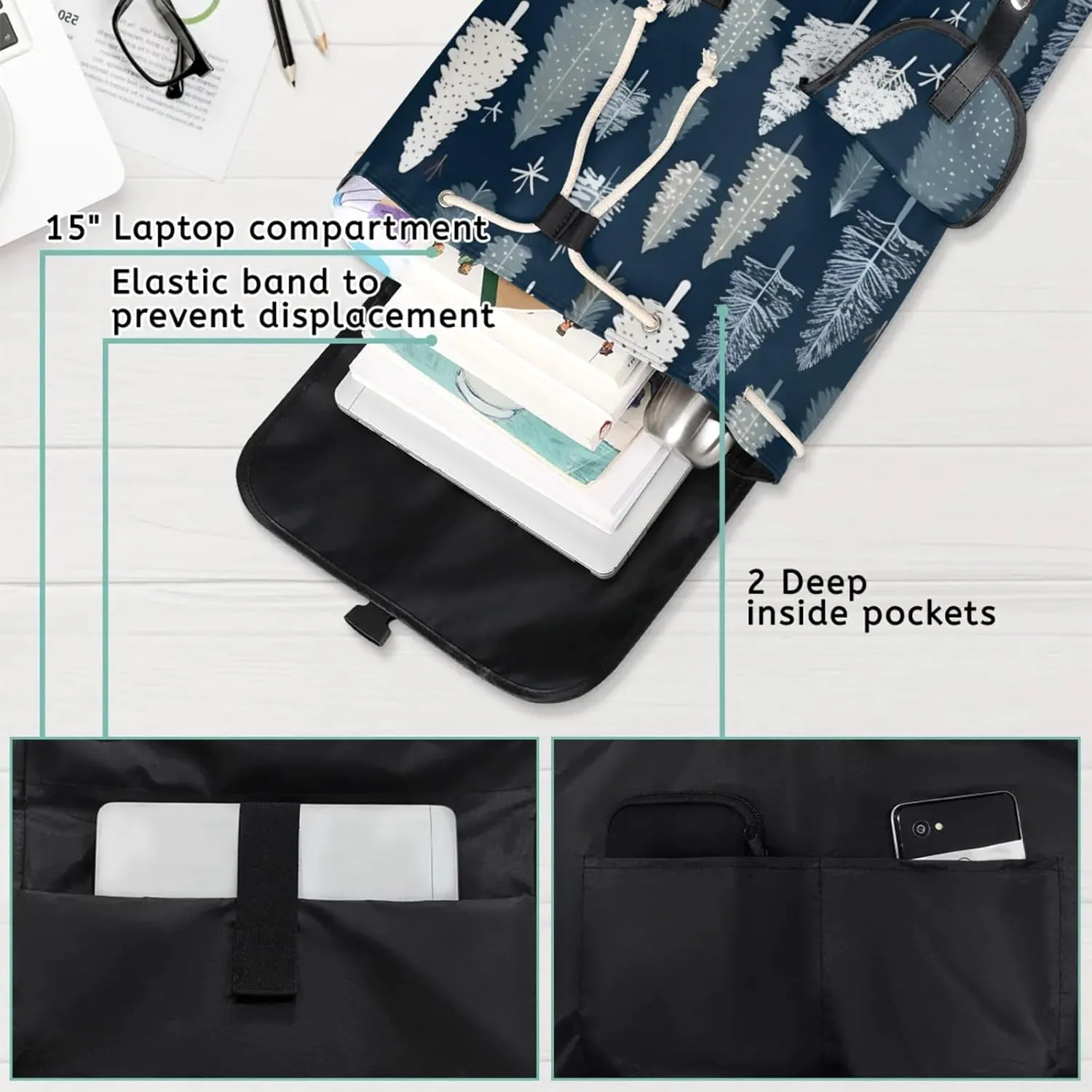 Honeybaby Vintage Waterproof Laptop Backpack for Men/Women Travel Essentials Backpack Expandable Carry On Bag with Anti-Theft Compartment Fits 15" Notebook Cute Tree