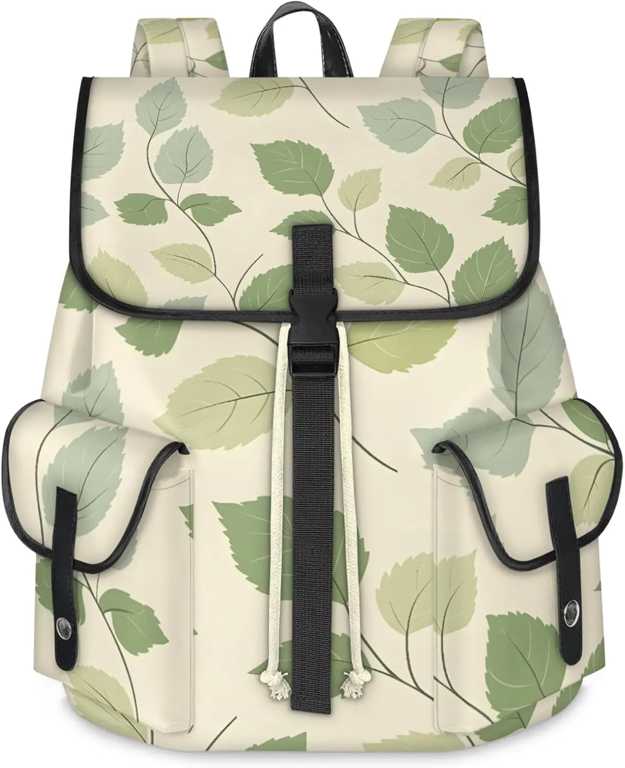 Honeybaby Vintage Waterproof Laptop Backpack for Men/Women Travel Essentials Backpack Expandable Carry On Bag with Anti-Theft Compartment Fits 15" Notebook Delicate Leaves