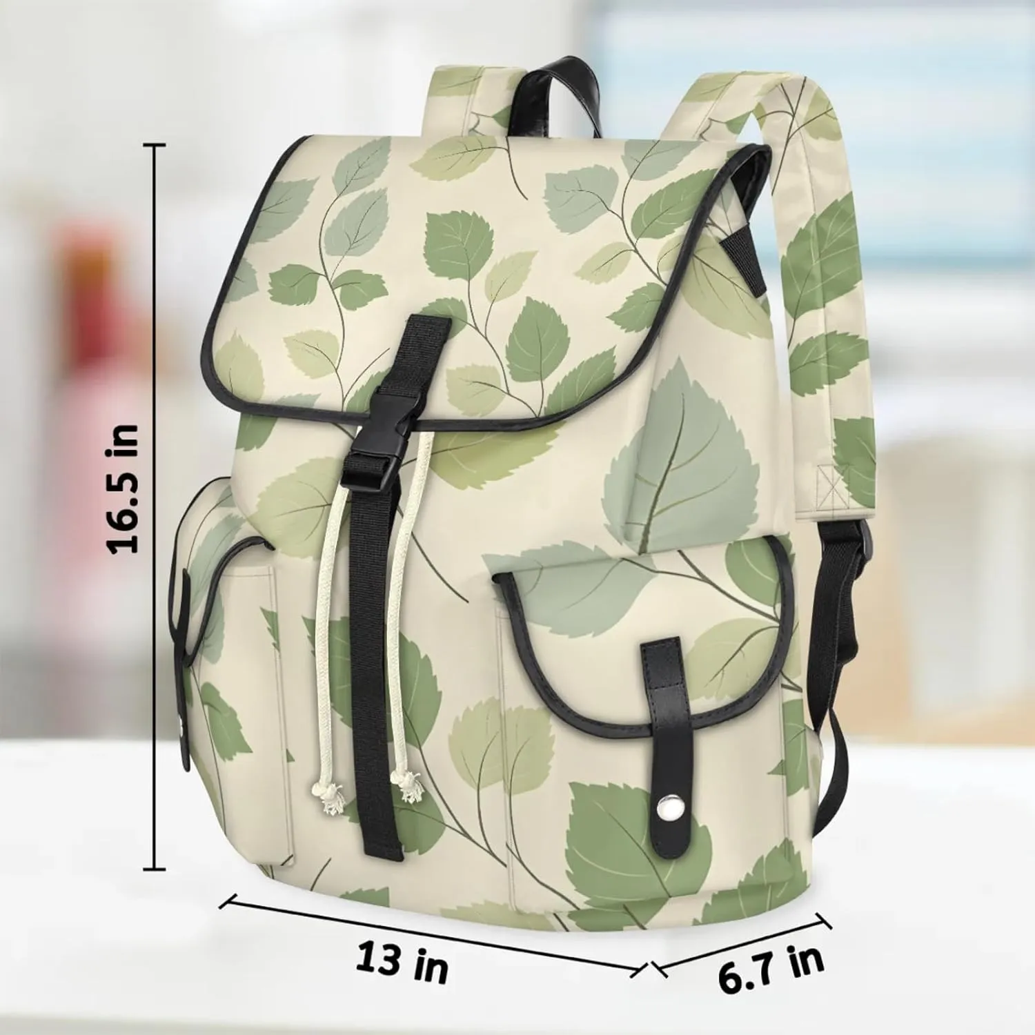 Honeybaby Vintage Waterproof Laptop Backpack for Men/Women Travel Essentials Backpack Expandable Carry On Bag with Anti-Theft Compartment Fits 15" Notebook Delicate Leaves