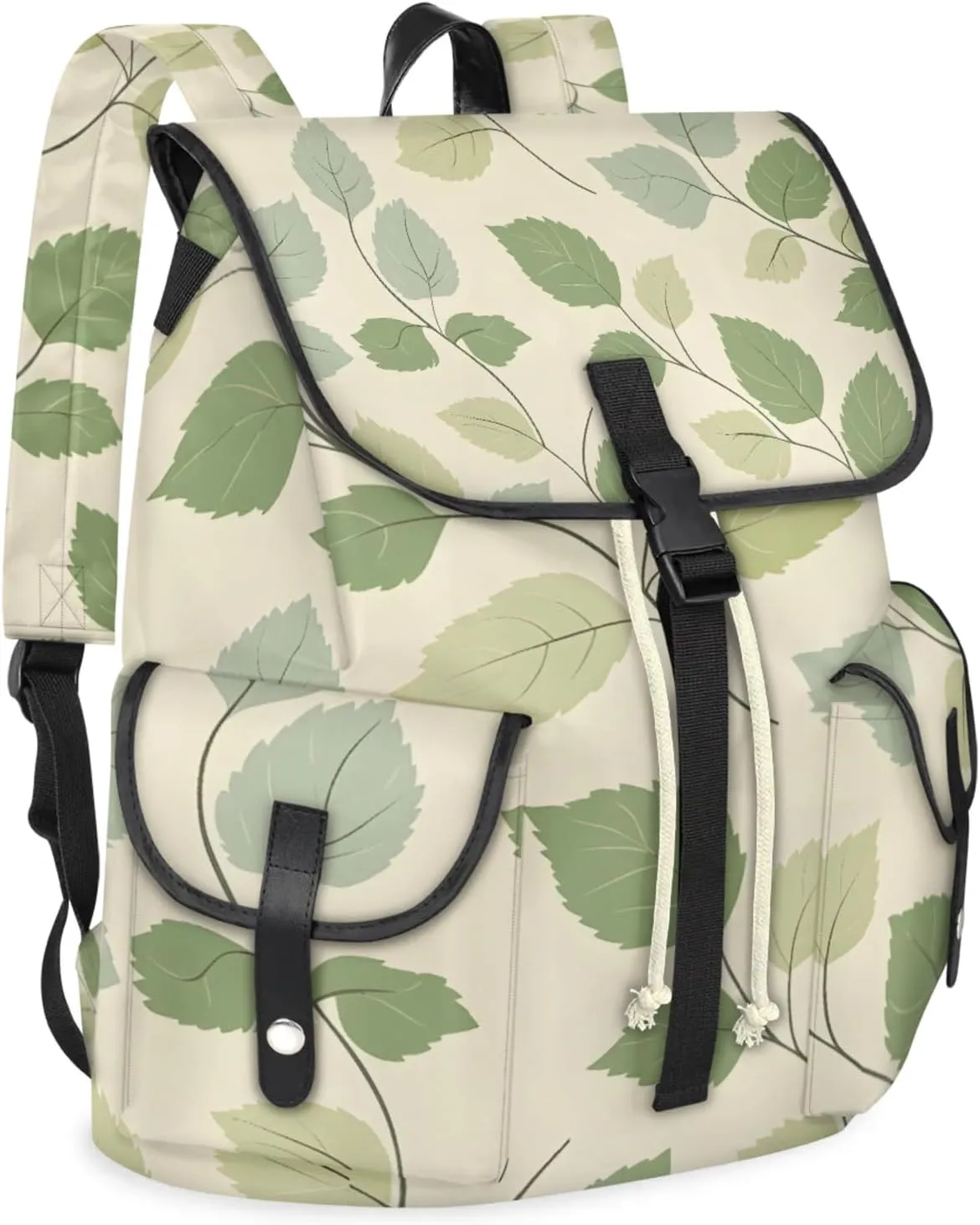 Honeybaby Vintage Waterproof Laptop Backpack for Men/Women Travel Essentials Backpack Expandable Carry On Bag with Anti-Theft Compartment Fits 15" Notebook Delicate Leaves