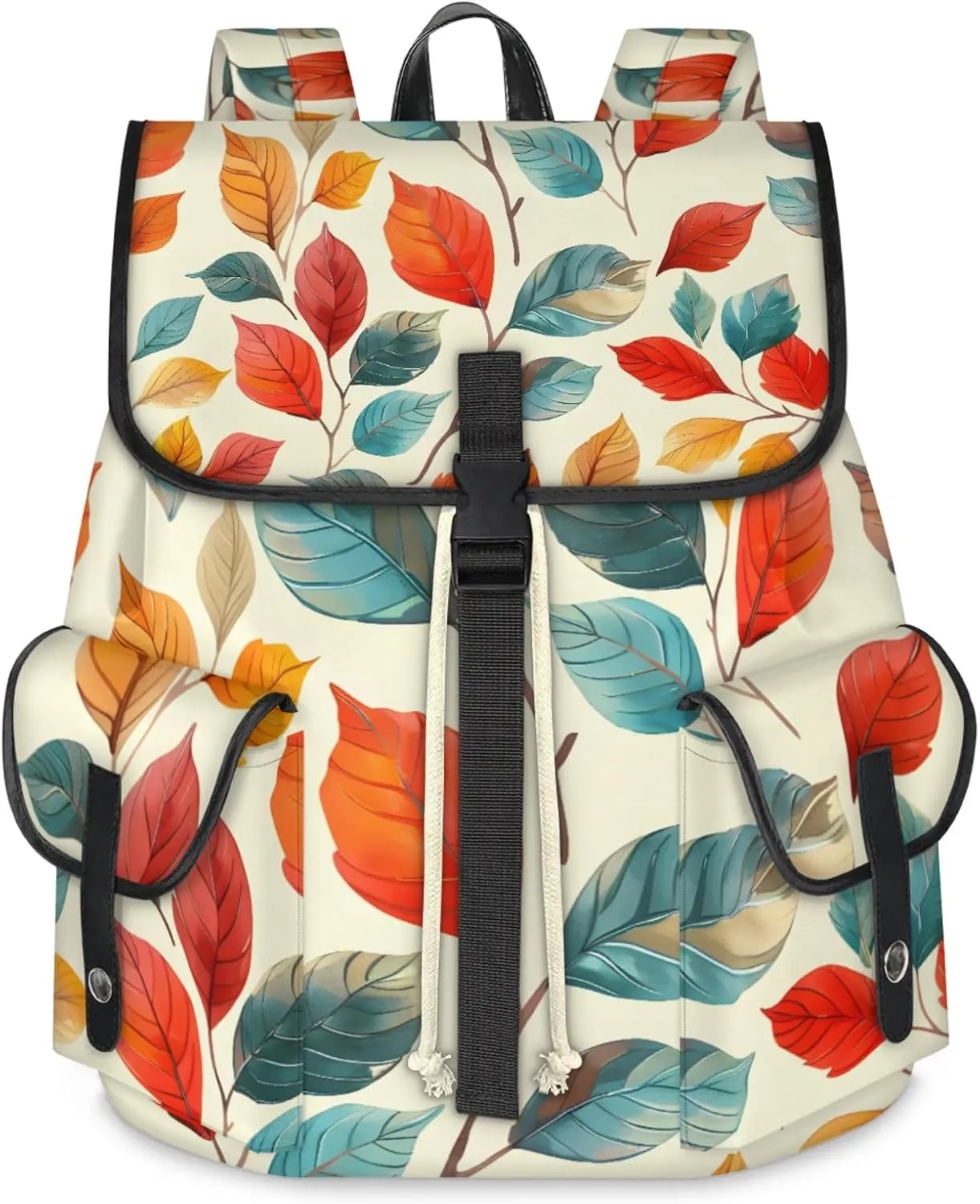 Honeybaby Vintage Waterproof Laptop Backpack for Men/Women Travel Essentials Backpack Expandable Carry On Bag with Anti-Theft Compartment Fits 15" Notebook Leaves Plant Theme