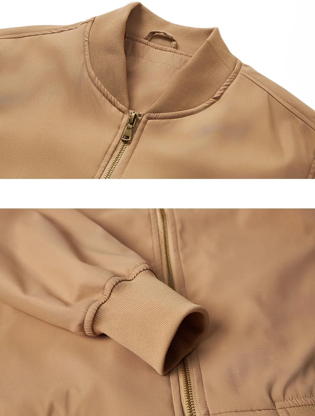 HOOD CREW Men’s Bomber Jacket Lightweight Casual Stylish Spring Fall Windbreaker Zip Up Outwear Coat with Pockets