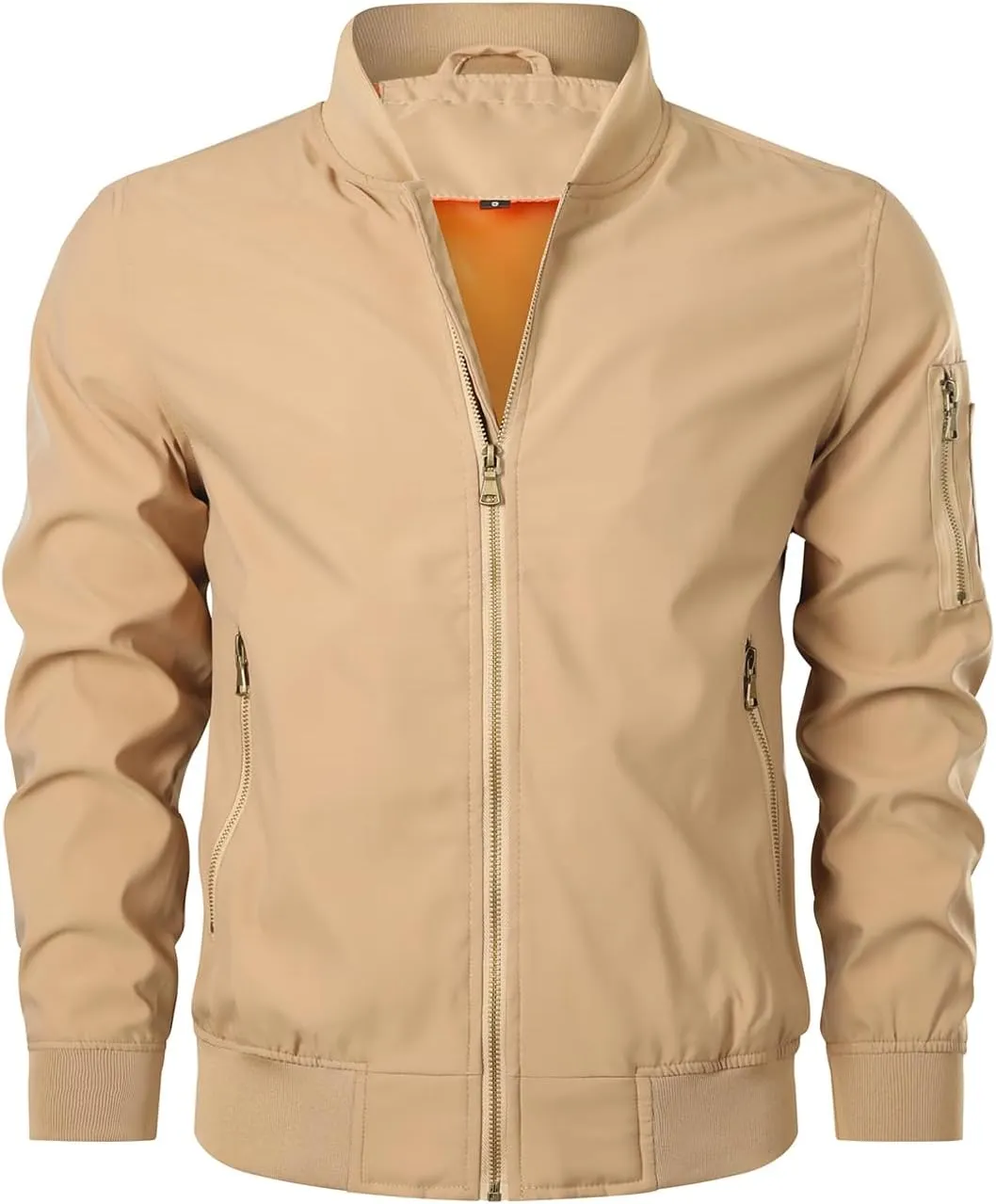 HOOD CREW Men’s Bomber Jacket Lightweight Casual Stylish Spring Fall Windbreaker Zip Up Outwear Coat with Pockets