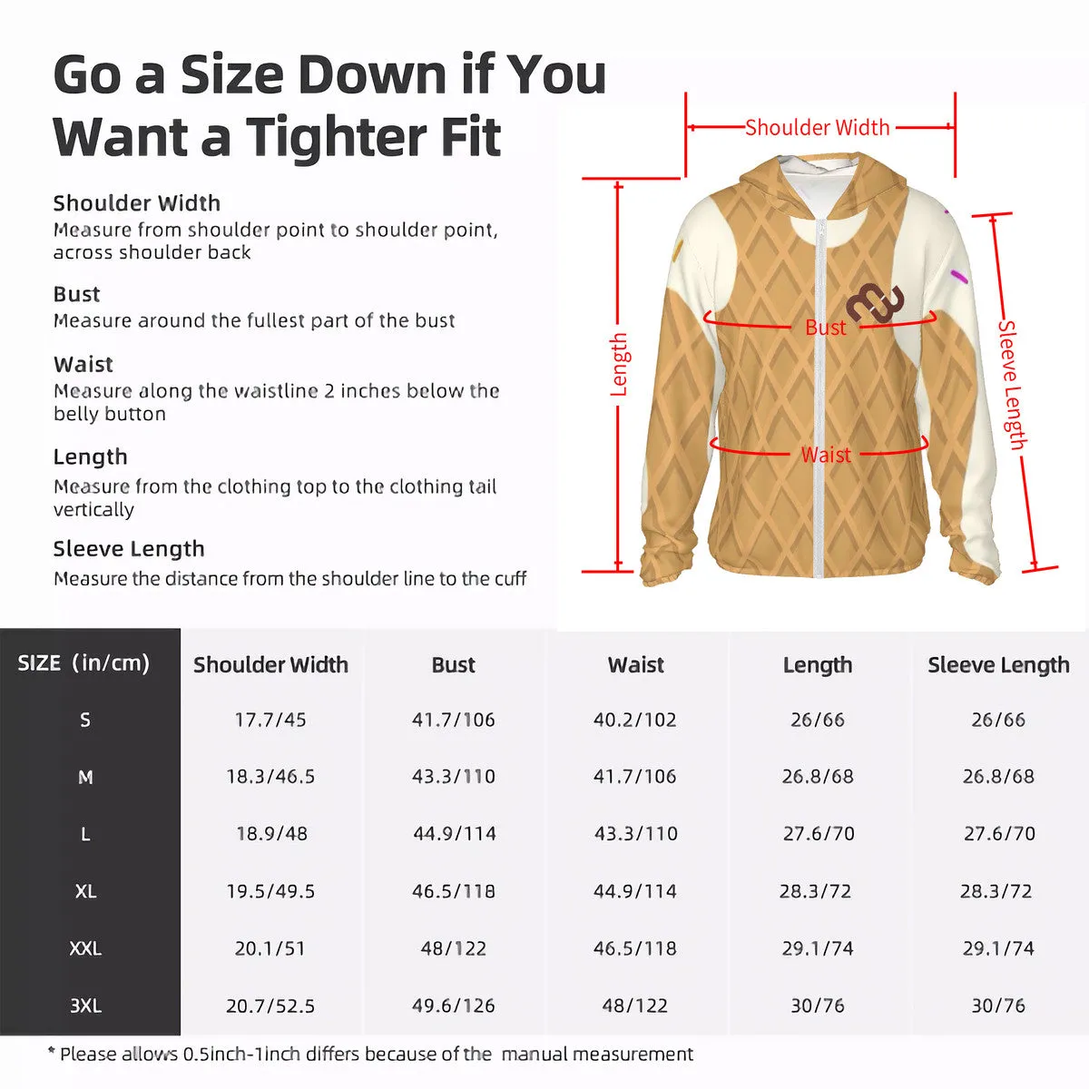 Hoodie Extra-large discount HC_F1 vanilla cone Protective Bushae Lightweight cream Sun Money ice Zipper Automated