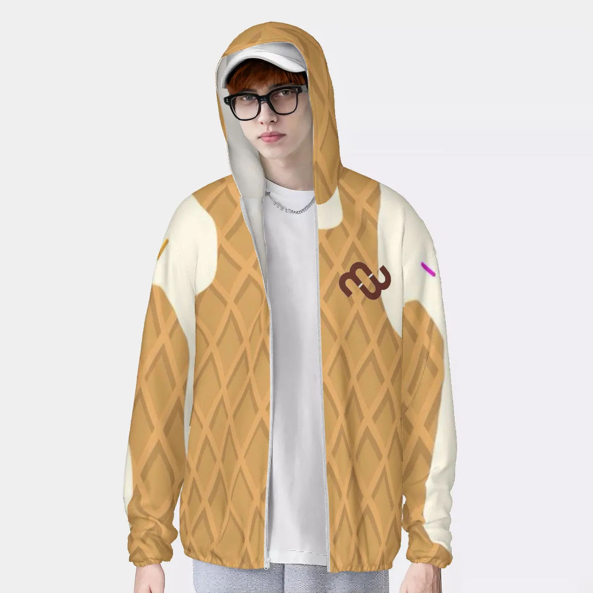 Hoodie Extra-large discount HC_F1 vanilla cone Protective Bushae Lightweight cream Sun Money ice Zipper Automated