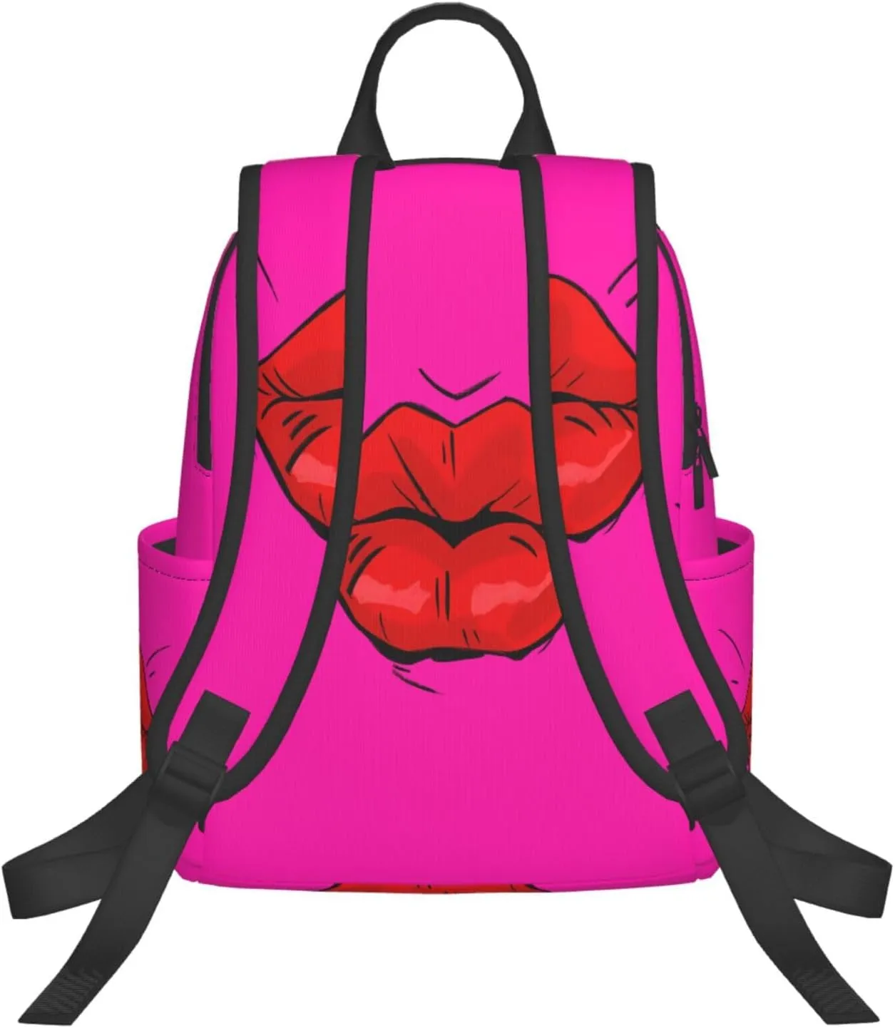Hot Red Lips Kissing Casual Backpacks Large Capacity Laptop Backpack Sports Rucksack Travel Daypack Adjustable Shoulder Strap Work Bag for Outdoor Camping