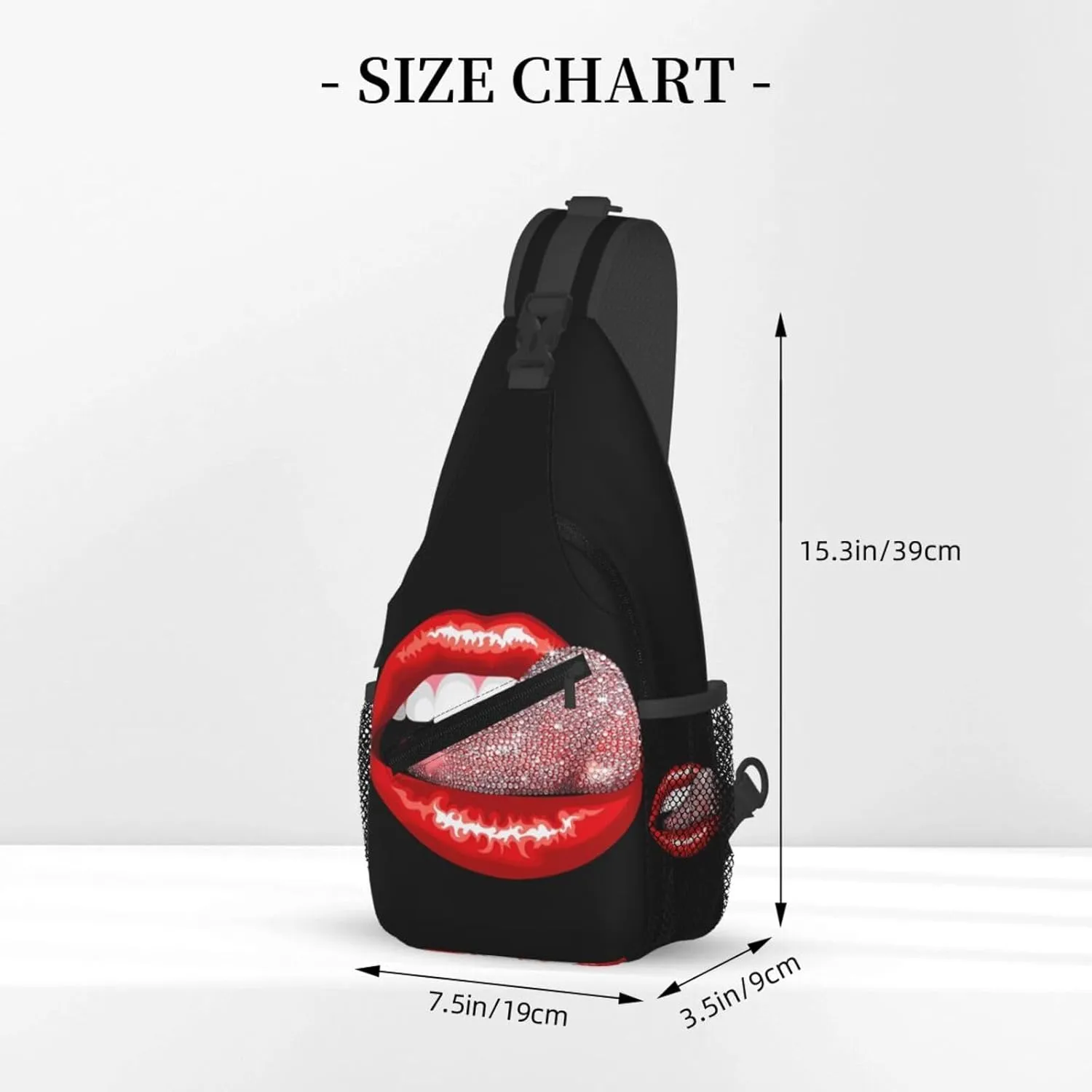 Hot Red Lips Stick Out Tongue Crossbody Bag Cross Chest Bag Adjustable Sling Backpack Sports Gym Shoulder Bags Travel Cycling Daypack Diagonally Casual Rucksack
