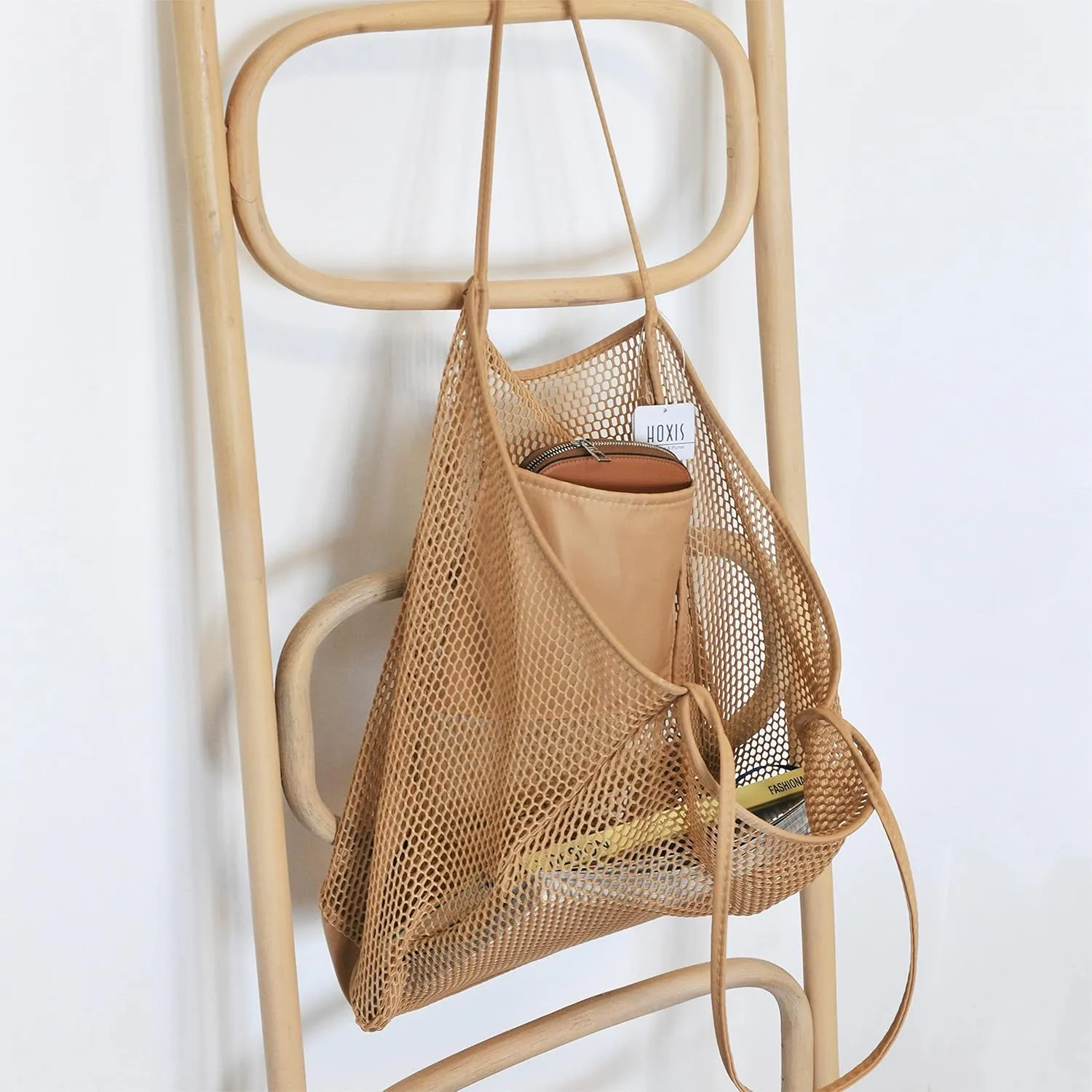 HOXIS Mesh Beach Tote Womens Shoulder Handbag