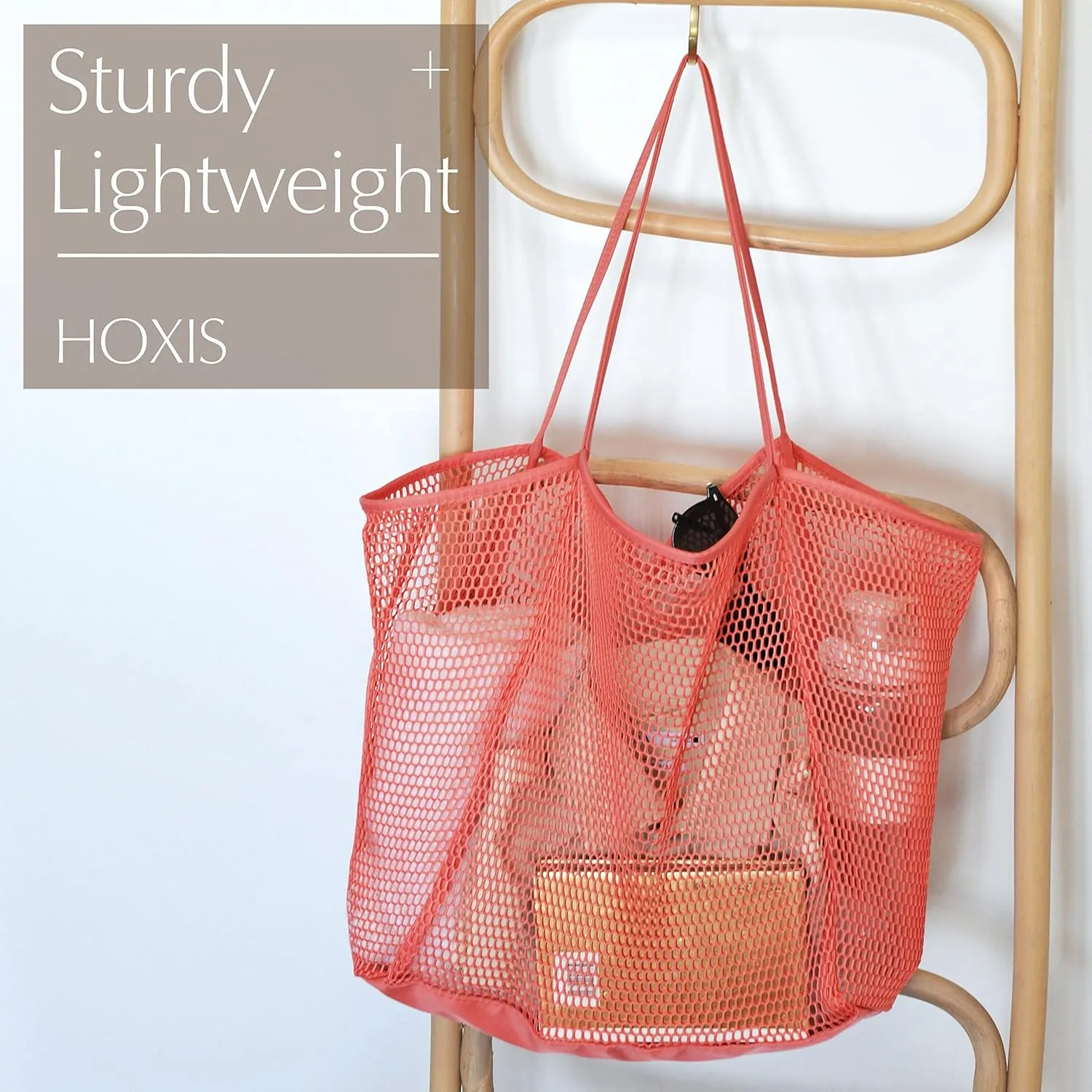 HOXIS Mesh Beach Tote Womens Shoulder Handbag