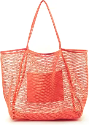 HOXIS Mesh Beach Tote Womens Shoulder Handbag