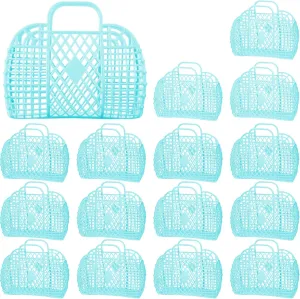 Hsei 16 Pcs Girls Jelly Purse Bags Easter Basket Reusable Jelly Beach Bag Plastic Beach Tote Gift Basket for Kid Girl