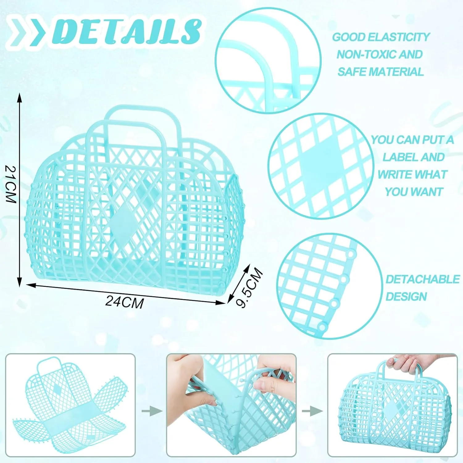 Hsei 16 Pcs Girls Jelly Purse Bags Easter Basket Reusable Jelly Beach Bag Plastic Beach Tote Gift Basket for Kid Girl