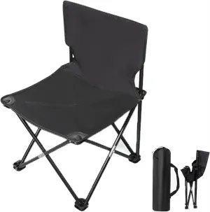 HUHJYUGE Outdoor Folding Camping Chairs, Heavy Duty Portable Camping Chairs, Folding Beach Chair with Side Pocket, Breathable Tearing Resistance, for Beach, Fishing, Trip (Black 42cm)