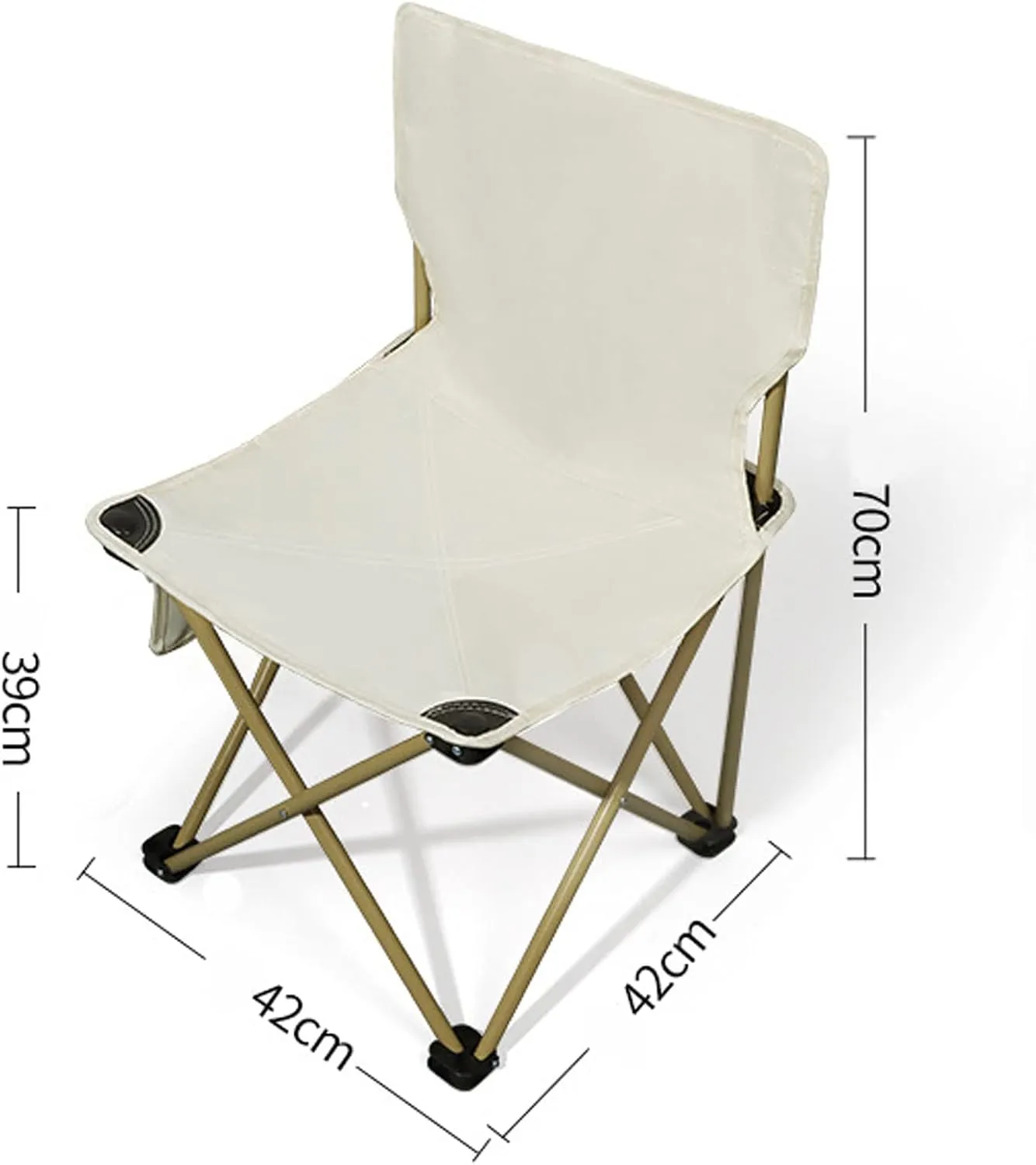 HUHJYUGE Outdoor Folding Camping Chairs, Heavy Duty Portable Camping Chairs, Folding Beach Chair with Side Pocket, Breathable Tearing Resistance, for Beach, Fishing, Trip (Black 42cm)