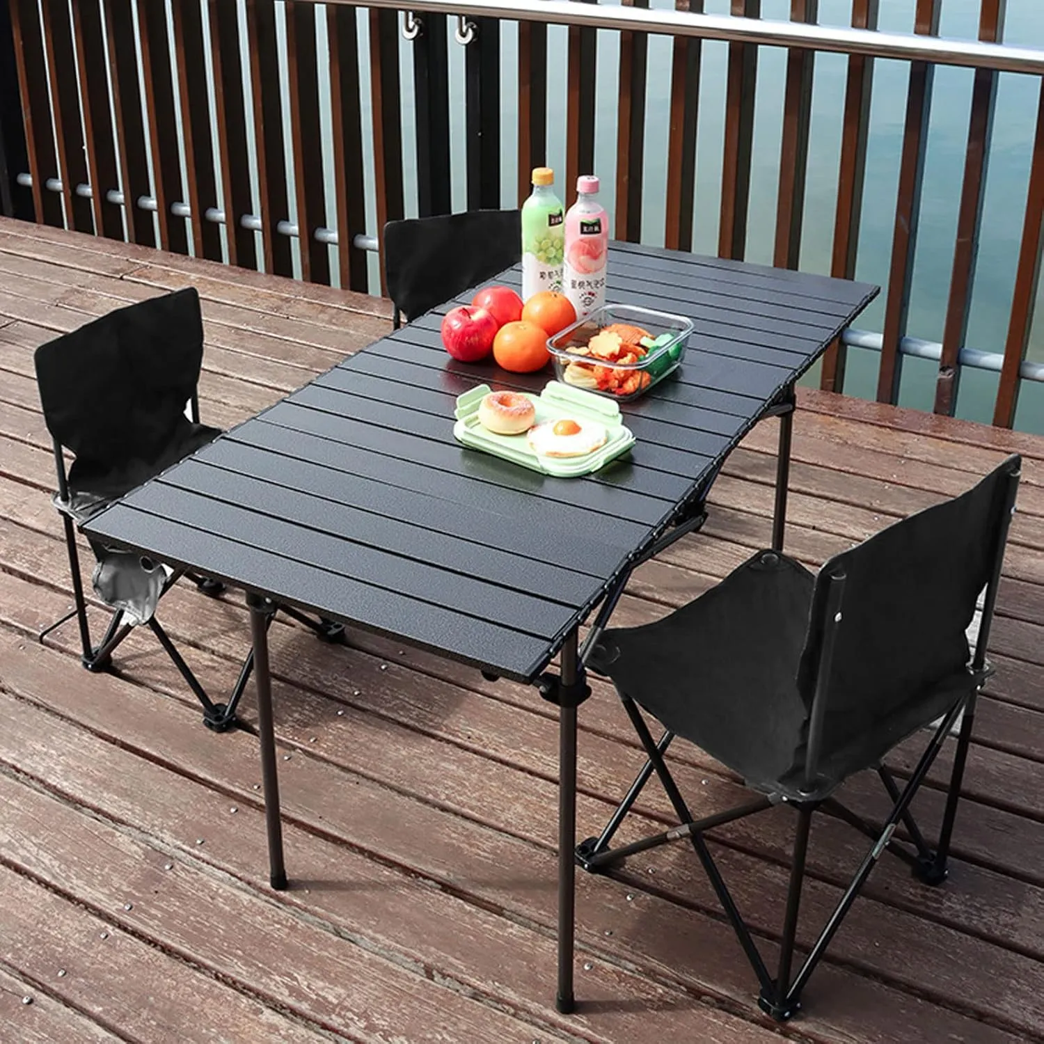 HUHJYUGE Outdoor Folding Camping Chairs, Heavy Duty Portable Camping Chairs, Folding Beach Chair with Side Pocket, Breathable Tearing Resistance, for Beach, Fishing, Trip (Black 42cm)