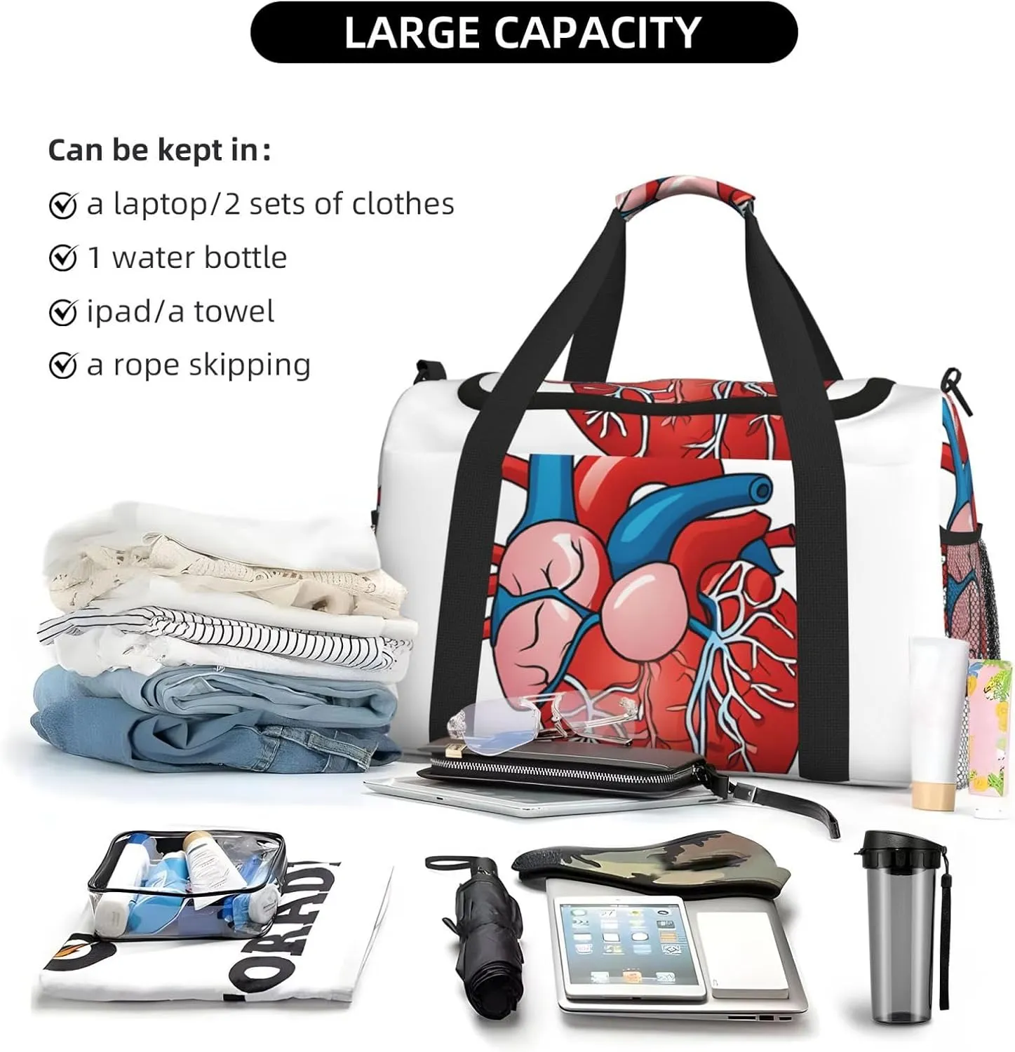 Human Anatomy Heart Chart Durable Portable Crossbody Travel Bag, A Good Companion For Long-Distance Travel