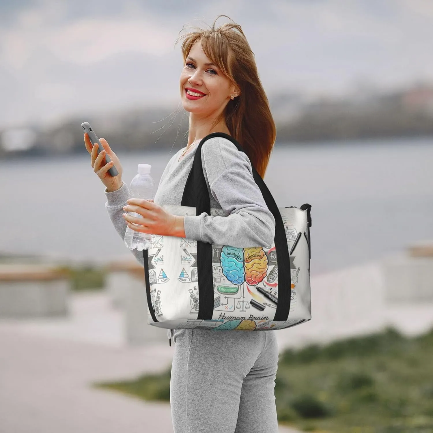 Human Brain Hand Travel Bag For Men Women,Stylish Handheld Crossbody Travel Bag For Business Leisure Trave