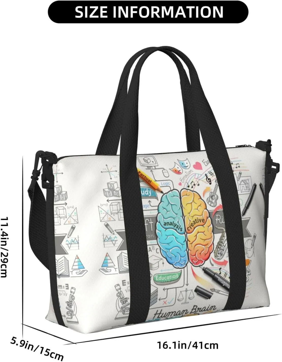 Human Brain Hand Travel Bag For Men Women,Stylish Handheld Crossbody Travel Bag For Business Leisure Trave