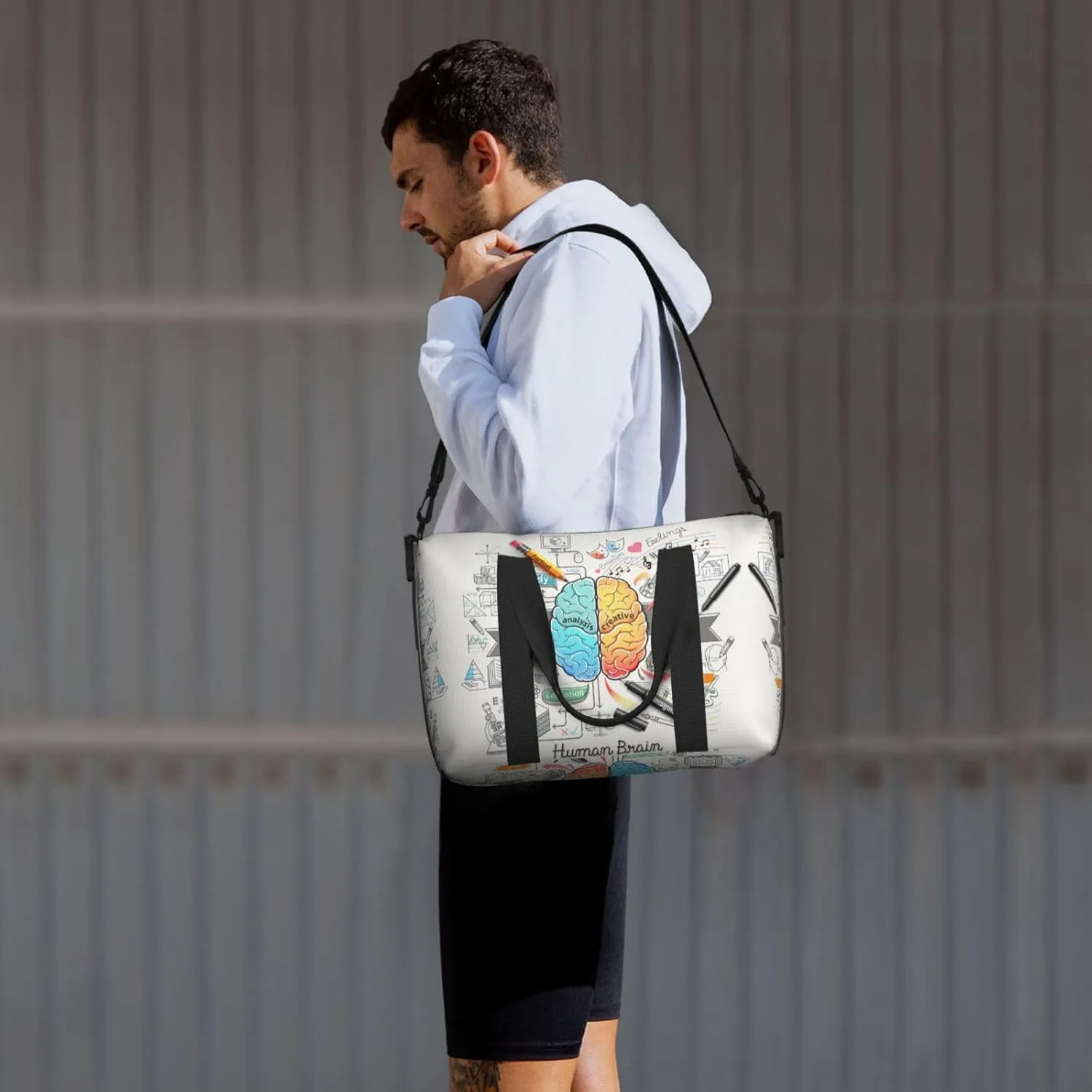 Human Brain Hand Travel Bag For Men Women,Stylish Handheld Crossbody Travel Bag For Business Leisure Trave