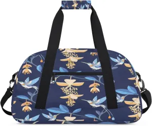 Hummingbird Gym Duffel Bag for Men Women Hanging Orchid Sports Tote Bag with Adjustable Shoulder Strap for Dance Gymnastics Traveling Outdoor Camping Overnight Stay