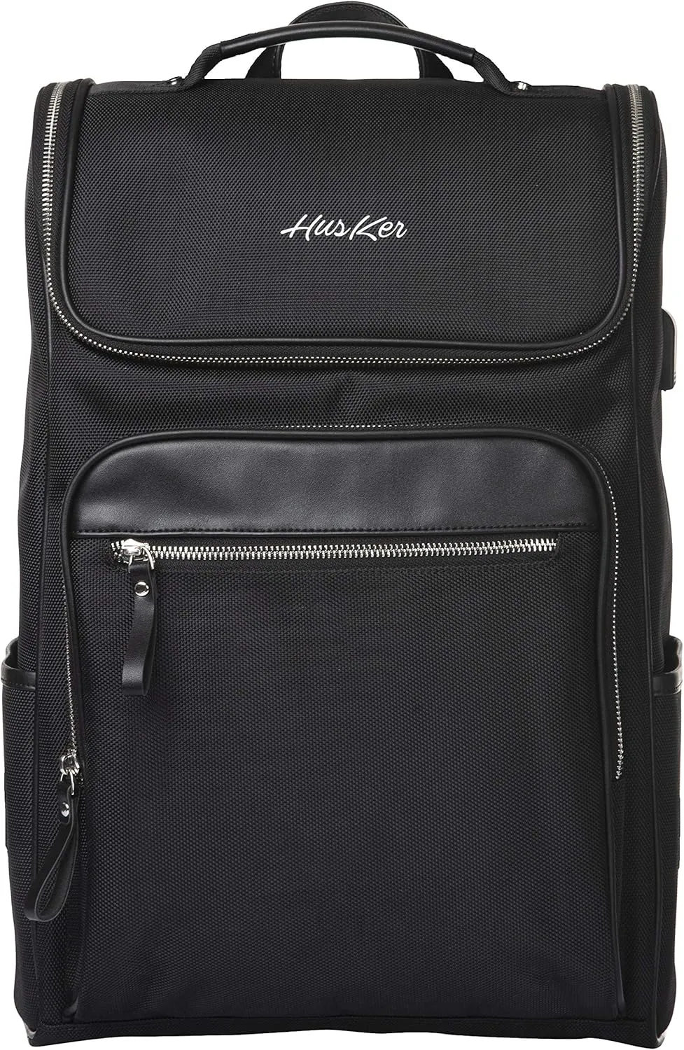 HUSKER Nylon GUFF Business Travel Backpack Laptop Bag with USB Port (Black)