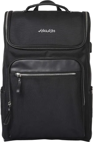 HUSKER Nylon GUFF Business Travel Backpack Laptop Bag with USB Port (Black)