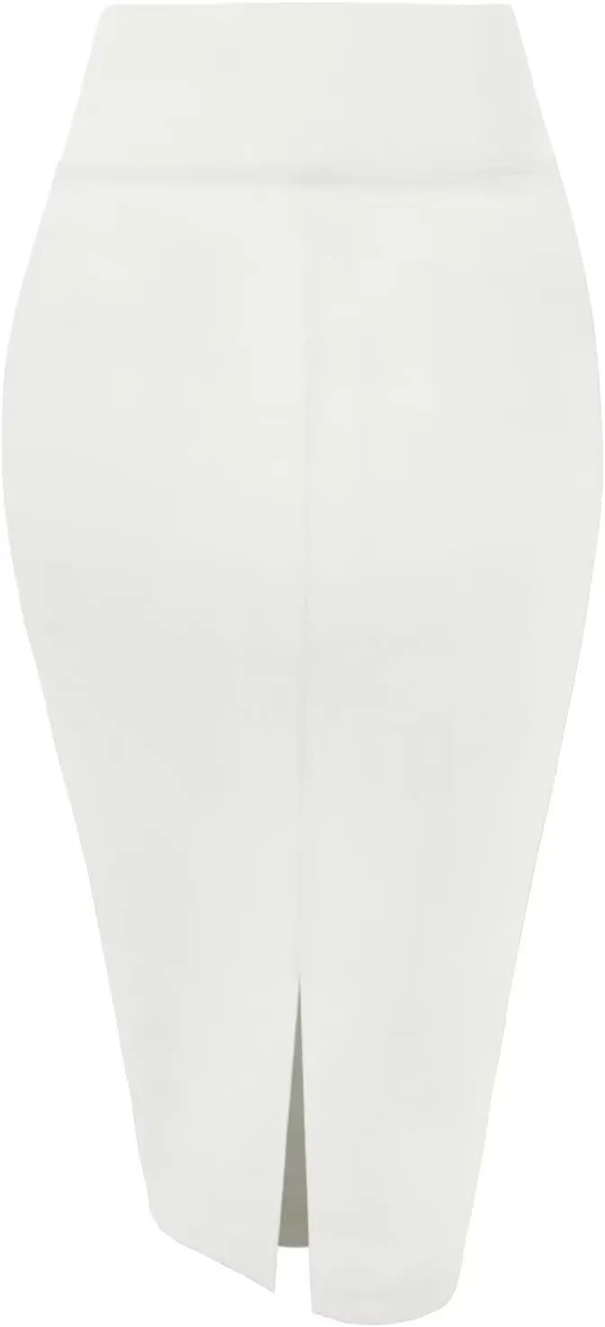 Hybrid & Company Women Elastic High Waist Bodycon Work Business Pencil Skirt