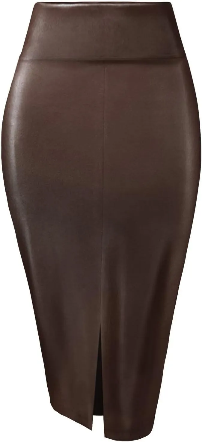 Hybrid & Company Women Elastic High Waist Bodycon Work Business Pencil Skirt