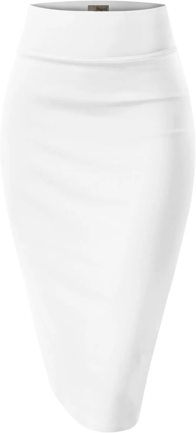 Hybrid & Company Women Elastic High Waist Bodycon Work Business Pencil Skirt